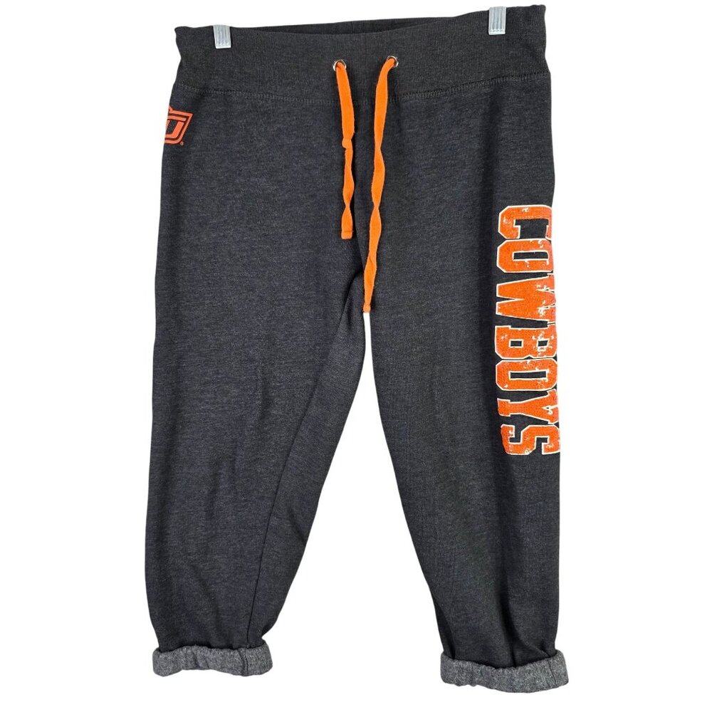 Womens Colosseum Dark Gray & Orange OSU Cowboys Cropped Sweatpants Cuffed M